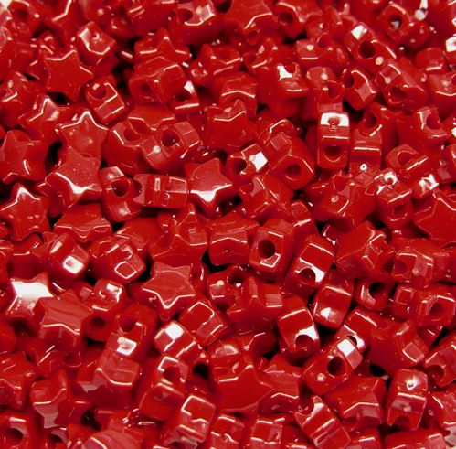 Opaque Red Star Beads Made in America
