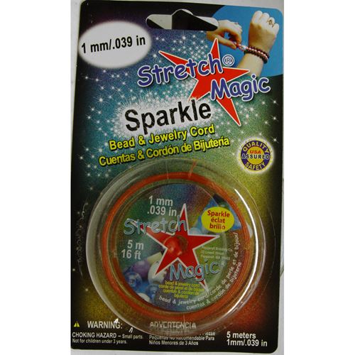 Stretch Magic Orange Sparkle, 1mm x 5 meters Spool