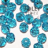Transparent Turquoise Dark 6mm Faceted Round Beads facted,beads,crafts,plastic,acrylic,round,colors,beading,stores