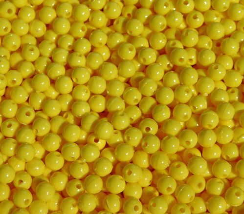 Yellow 6mm Round Plastic Beads. 500 piece bag. Made in America.