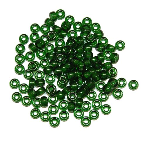 6mm Transparent Dark Green Czech Glass Mini Pony Beads 100pc