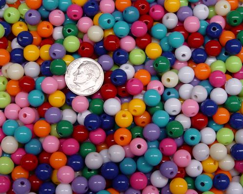8mm Round Acrylic Beads, Multi Colors 250pc