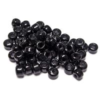 9mm Opaque Black India Glass Crow Beads 100pc india,indian,crow,pony,roller,beads