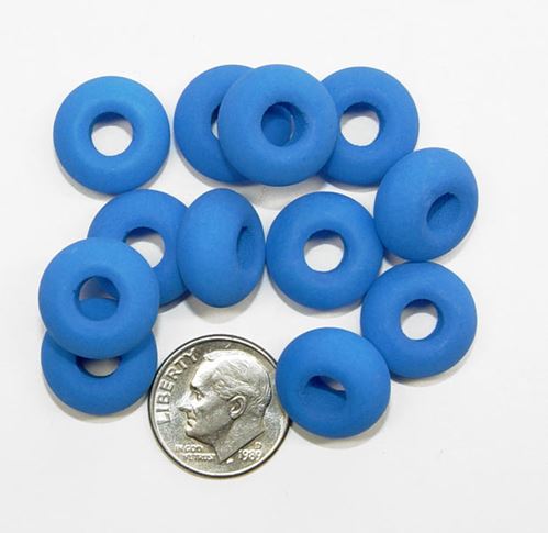 9x14mm Dark Neon Mykonos Blue Czech Glass Candy Loops