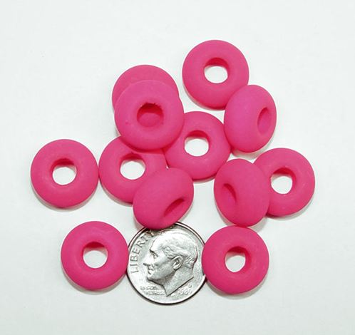 9x14mm Bright Neon Pink Czech Glass Candy Loops