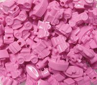 25pc Opaque Hot Pink Trains, Boats, Cars and Plane shaped beads