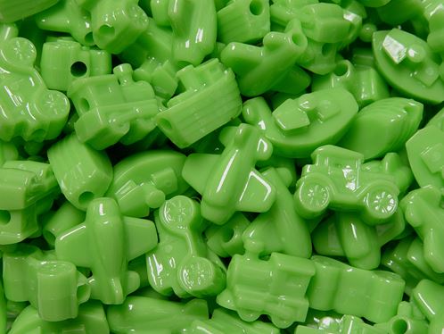 Lime Green Transportation Beads Cars Trains Planes Boats 25pc