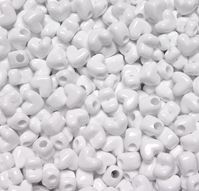 Opaque White Heart Shaped Pony Beads Horizontal Hole hearts, beads, plastic, novelty, jewelry