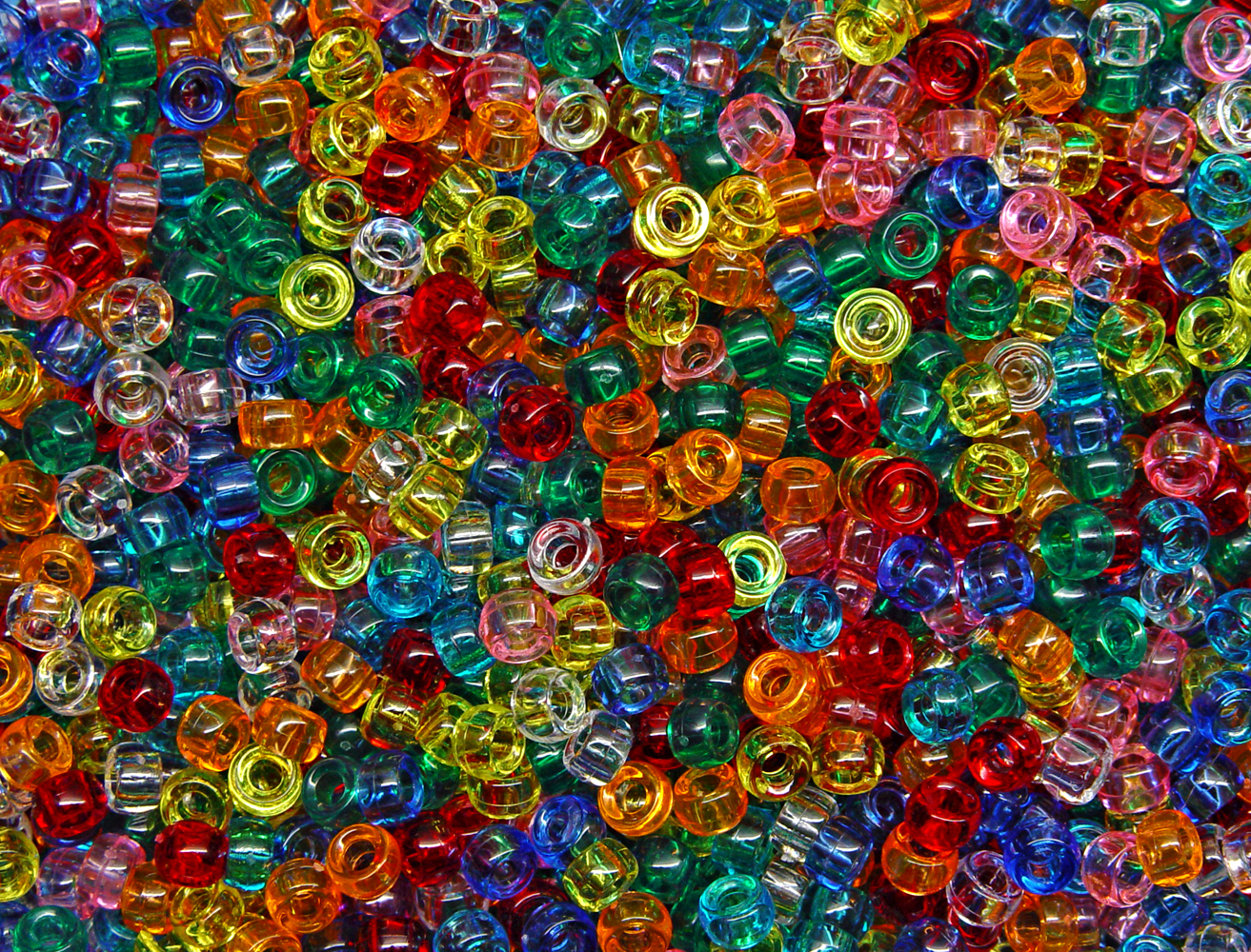 6.5x4mm Transparent Multi Color Mix Mini Pony Beads 1,000pc